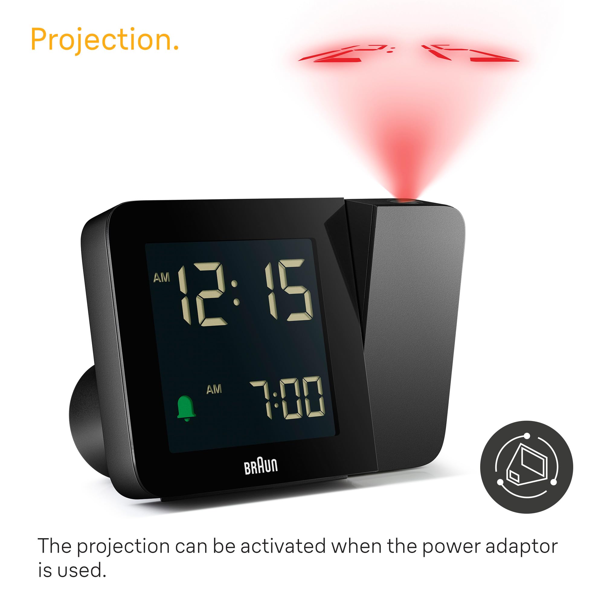 BRAUN / ブラウン Projection alarm clock BC15 BC15 B/W | BRAUN（ブラウン）公式サイト